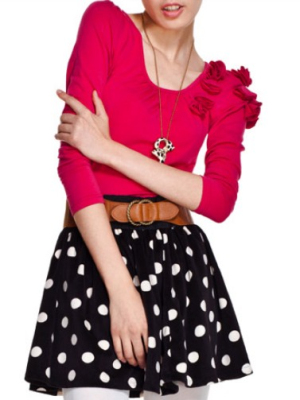Women blouses rose color with flower - Click Image to Close